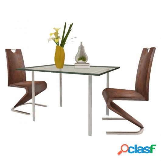 Sillas de comedor Cantilever en U 2 uds cuero artificial