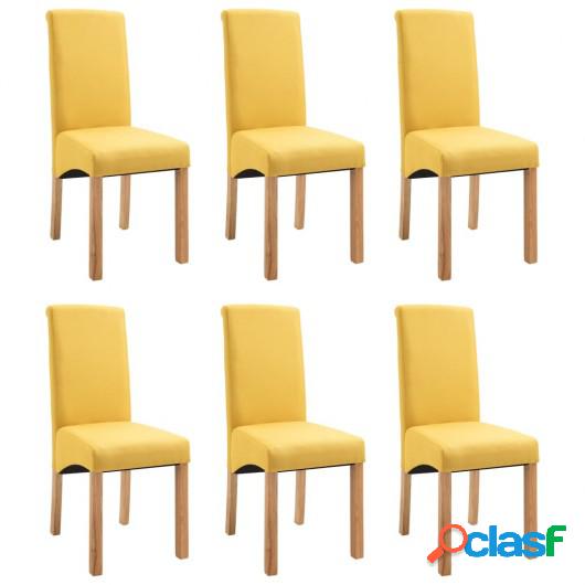 Sillas de comedor de tela amarilla 6 unidades