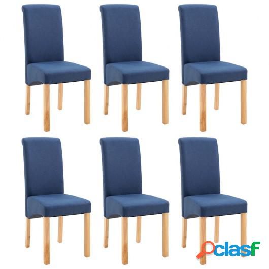 Sillas de comedor de tela azul 6 unidades