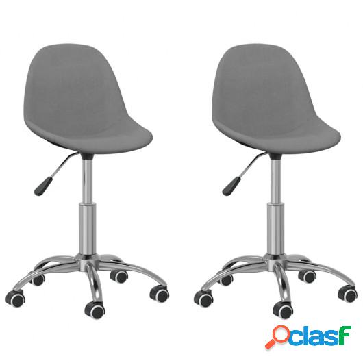 Sillas de comedor giratorias 2 unidades tela gris claro