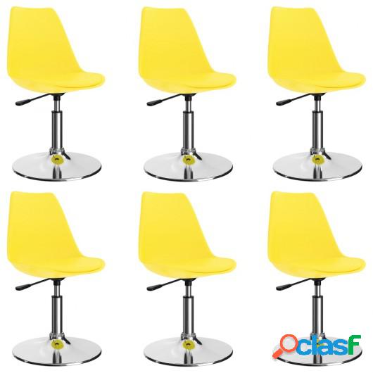 Sillas de comedor giratorias 6 uds cuero sintético amarillo
