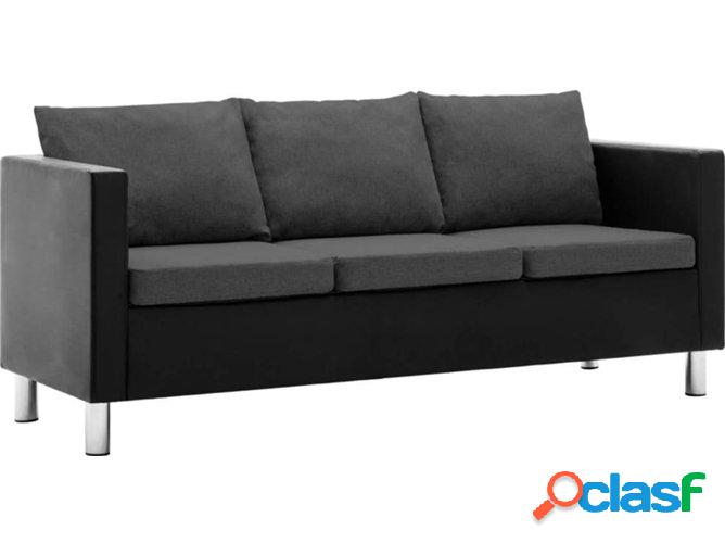 Sofá VIDAXL 3 plazas en cuero artificial negro y gris