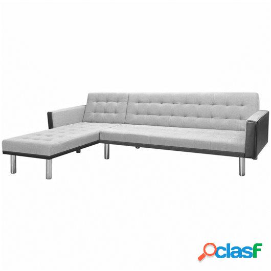 Sofá cama esquinero tela 218x155x69 cm negro y gris