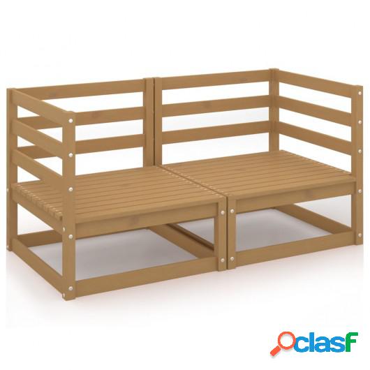 Sofá de jardín de 2 plazas marrón miel madera maciza de