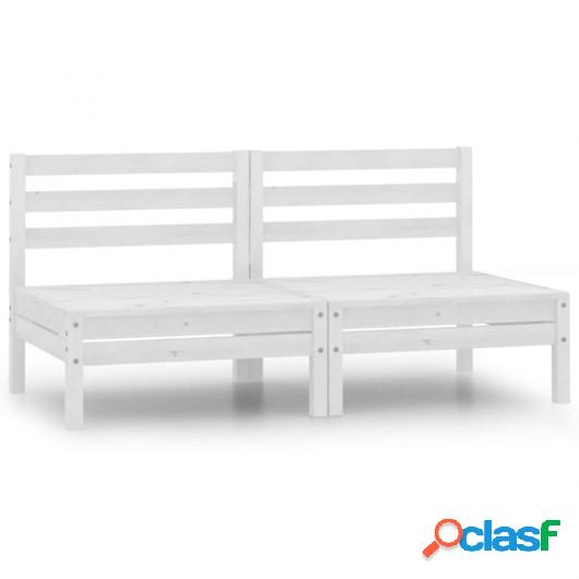 Sofás central de jardín 2 unidades blanco madera maciza de