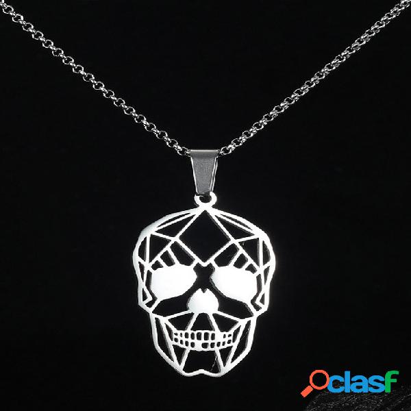 Trendy Simple Hollow Skull-Shape Colgante Collar de acero de