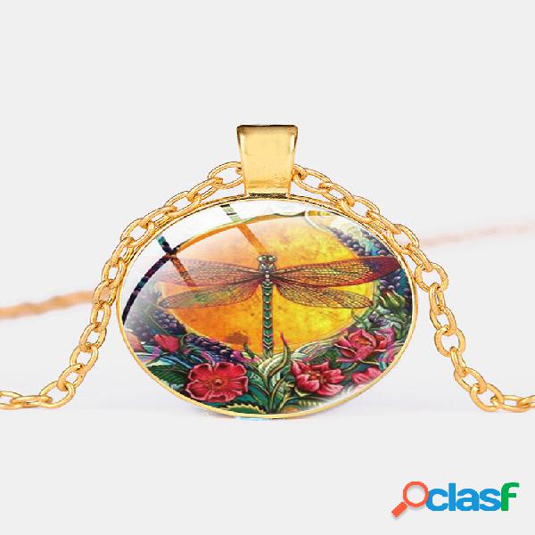 Vintage Dragonfly Printed Mujer Collar Ajustable Flor