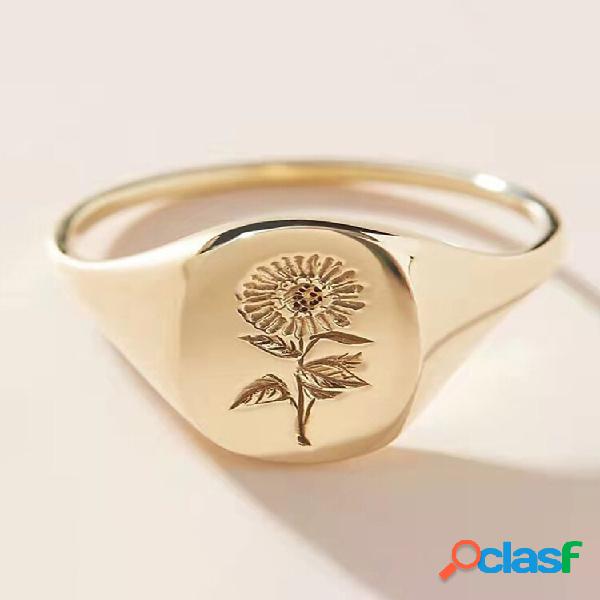 Vintage elegante aleación girasol Patrón Boda anillo de