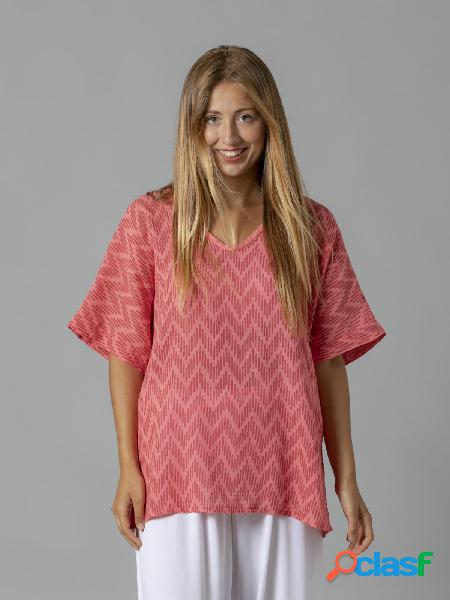 camisa estampado zig zag algodón Coral