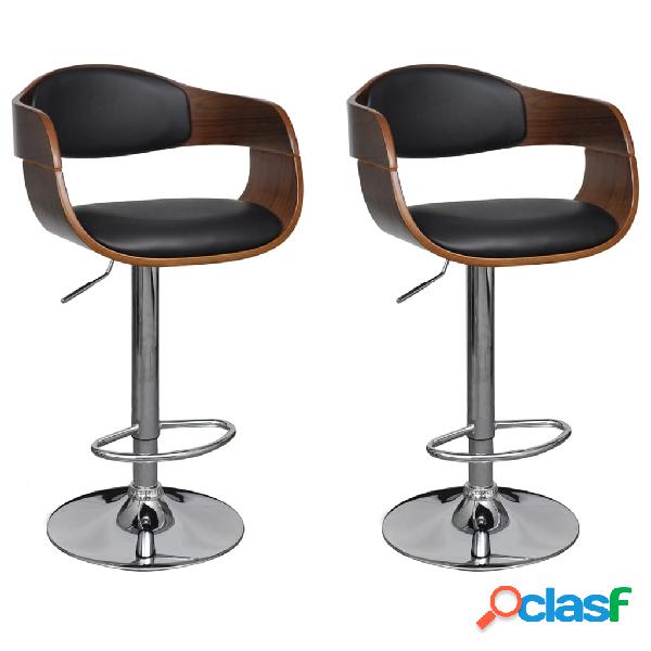 vidaXL 3052716 Bar Stools 2 pcs Black Bent Wood and Faux