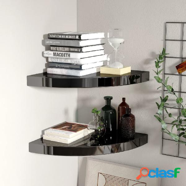 vidaXL 323911 Floating Corner Shelves 2 pcs High Gloss Black