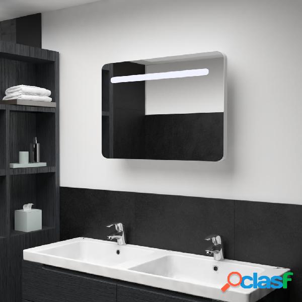 vidaXL Armario de cuarto de baño con espejo y LED 80x9,5x55