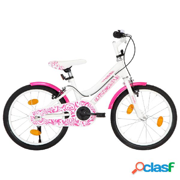 vidaXL Bicicleta para niños 18 pulgadas rosa y blanco