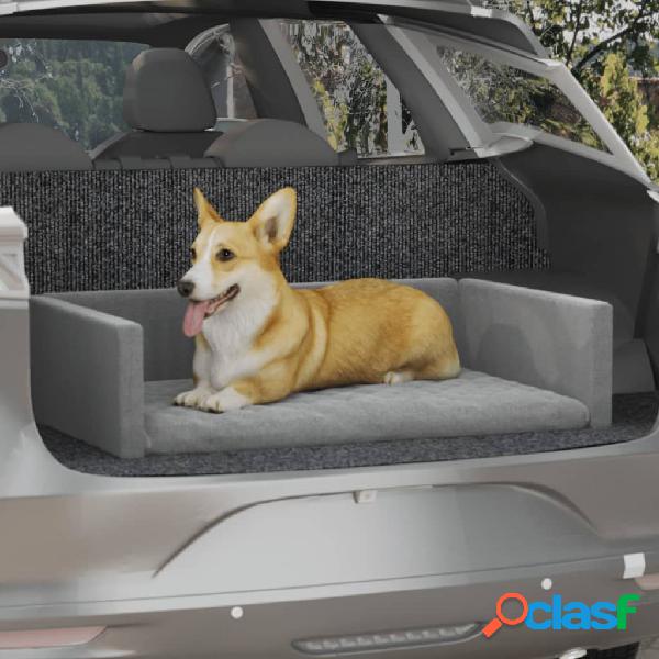 vidaXL Cama de maletero coche para perros aspecto lino gris