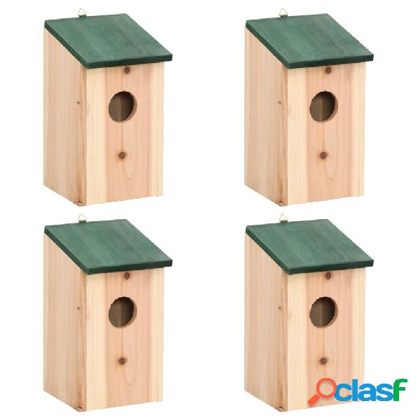 vidaXL Casa para pájaros 4 unidades madera 12x12x22 cm