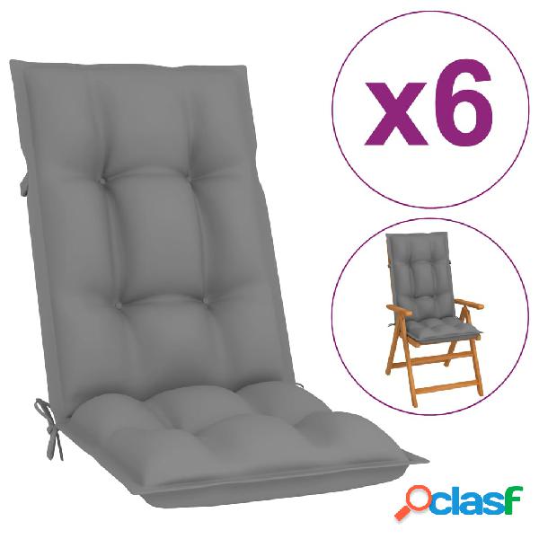 vidaXL Cojines para sillas de jardín 6 uds gris 120x50x7 cm