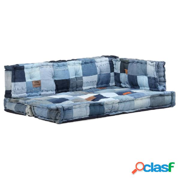 vidaXL Cojines para sofá de palets 3 pzas patchwork vaquero