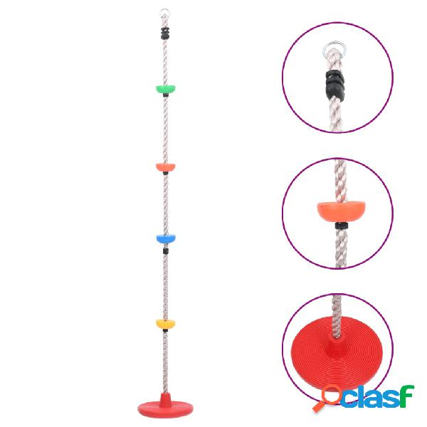 vidaXL Cuerda para trepar con plataformas y disco 200 cm