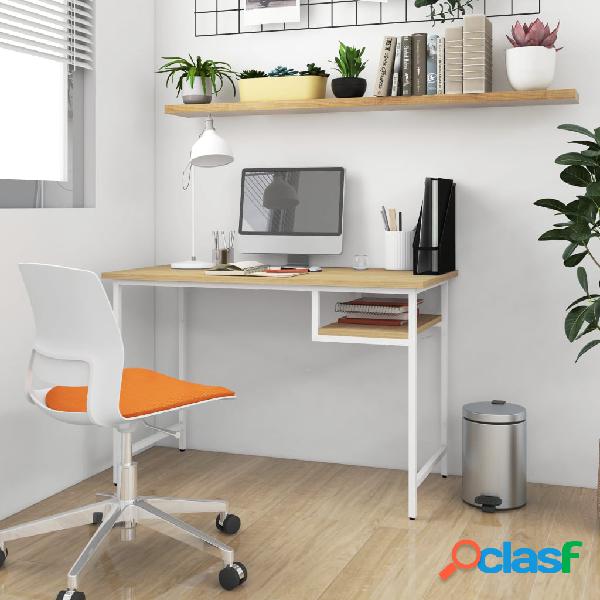 vidaXL Escritorio para ordenador MDF metal blanco roble