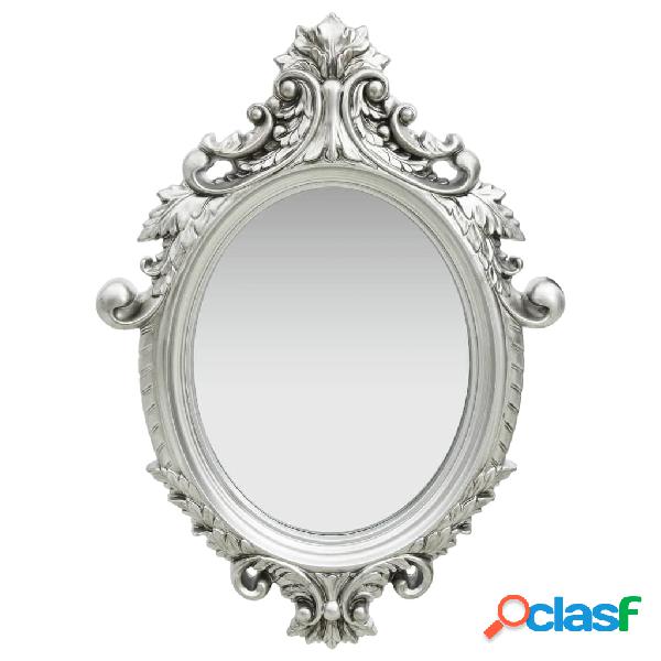 vidaXL Espejo de pared estilo castillo plateado 56x76 cm