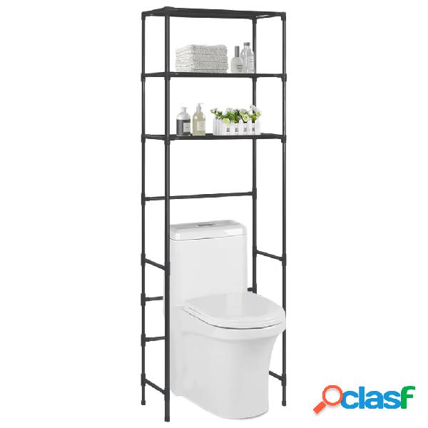 vidaXL Estante encima del inodoro 3 niveles negro 53x28x169