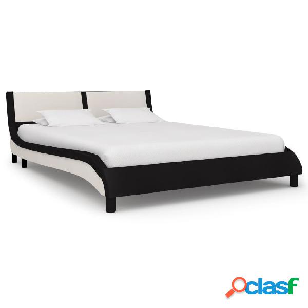 vidaXL Estructura de cama cuero sintético negro y blanco