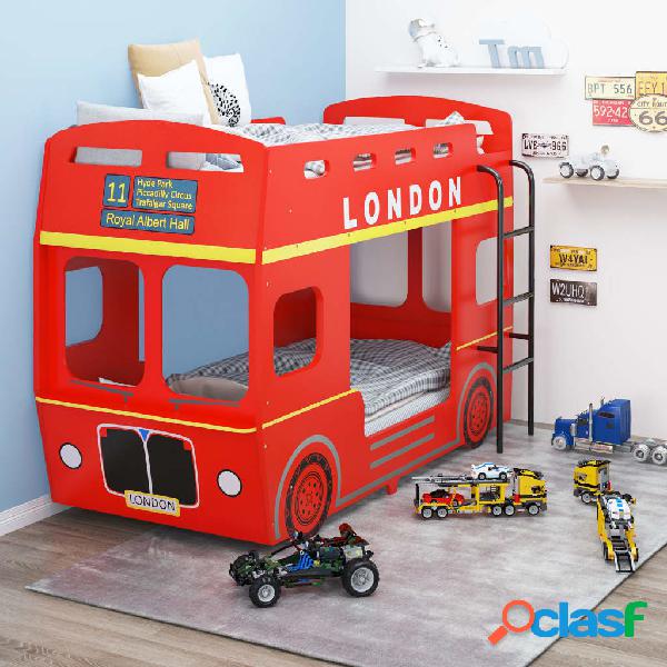 vidaXL Litera London Bus rojo MDF 90x200 cm