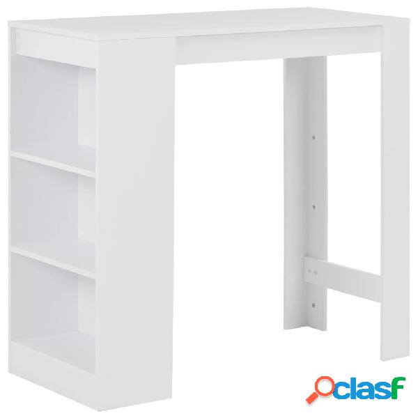 vidaXL Mesa de bar con estanterías blanca 110x50x103 cm