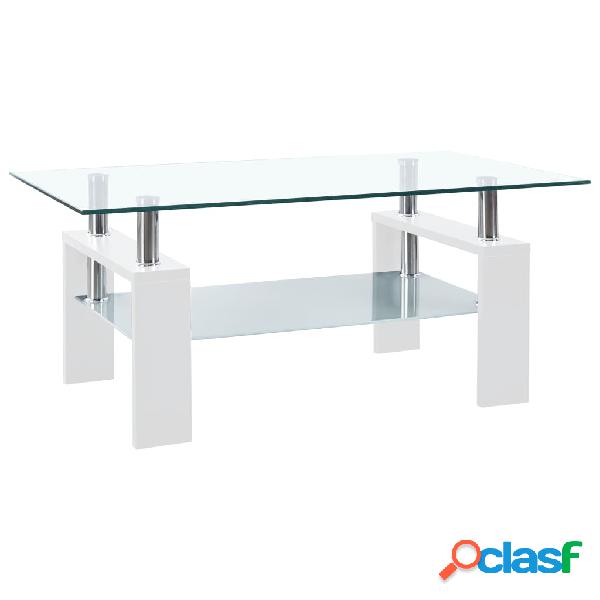 vidaXL Mesa de centro vidrio templado blanco transparente