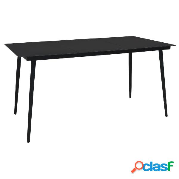 vidaXL Mesa de comedor de jardín acero y vidrio negra