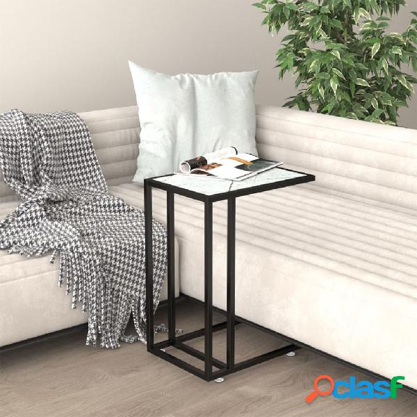 vidaXL Mesita ordenador vidrio transparente blanco mármol