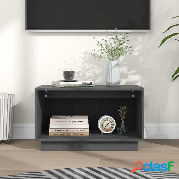 vidaXL Mueble de TV de madera maciza de pino gris 60x35x35