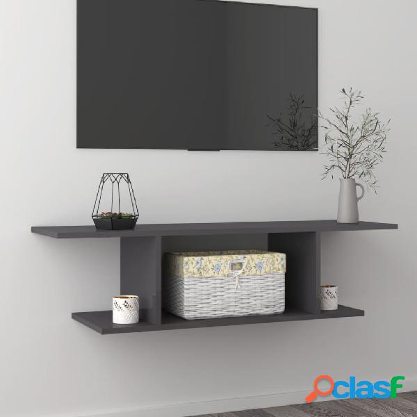 vidaXL Mueble de pared para TV gris con brillo 103x30x26,5