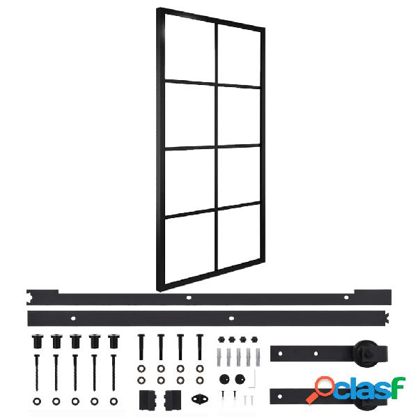 vidaXL Puerta corredera de aluminio y vidrio ESG herrajes