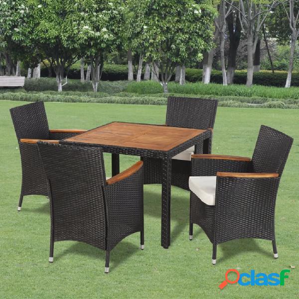 vidaXL Set comedor de jardín 5 piezas y cojines ratán