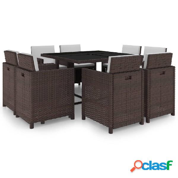 vidaXL Set comedor de jardín y cojines 9 piezas ratán
