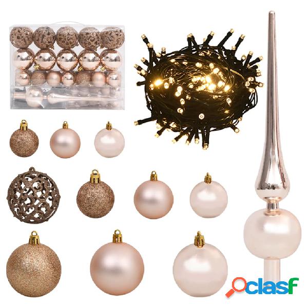 vidaXL Set de bolas navideñas 61 piezas con pico 150 LED