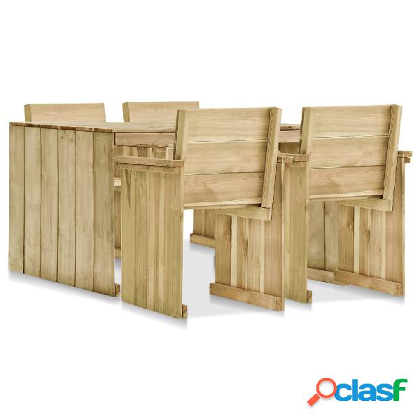 vidaXL Set de comedor de jardín 5 piezas madera de pino