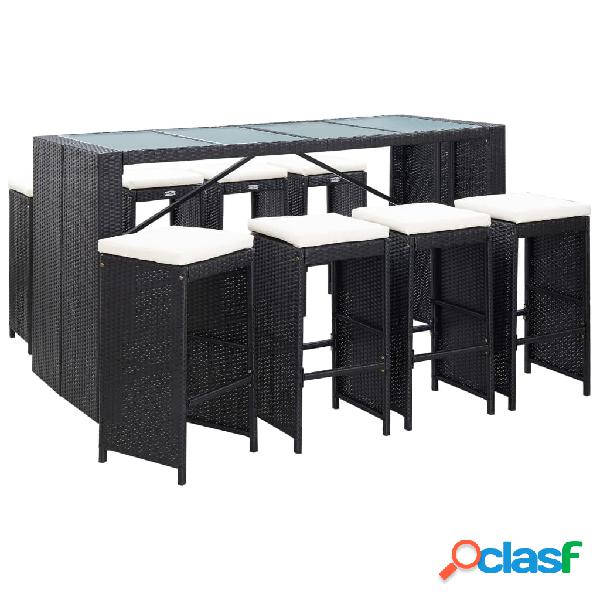 vidaXL Set demuebles de bar de jardín 9 piezas ratán