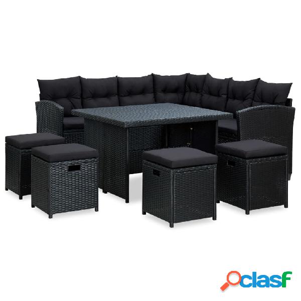 vidaXL Set muebles de jardín 6 piezas y cojines ratán