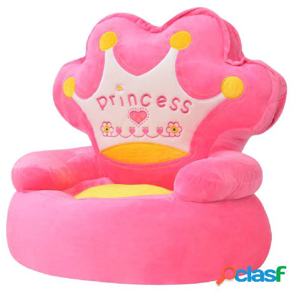 vidaXL Silla de peluche para niños princesa rosa
