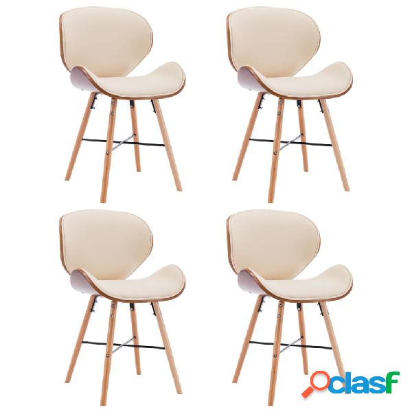 vidaXL Sillas de comedor 4 uds cuero sintético y madera