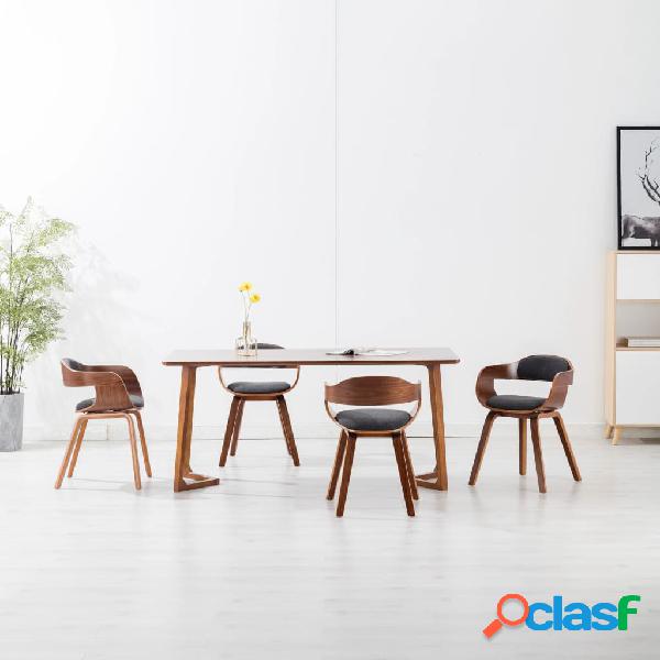 vidaXL Sillas de comedor 4 unidades tela y madera curvada