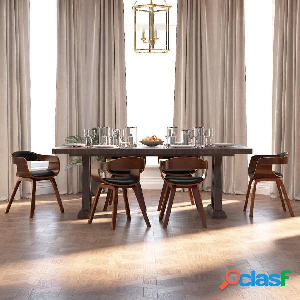vidaXL Sillas de comedor 6 uds cuero sintético y madera