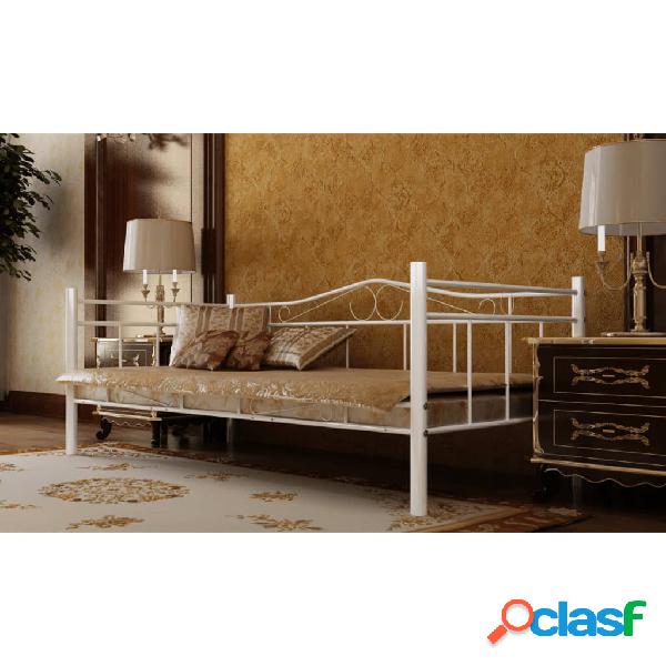 vidaXL Sofá cama de metal con colchón blanco 90x200 cm