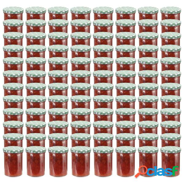 vidaXL Tarros de mermelada de vidrio tapa blanca y verde 96