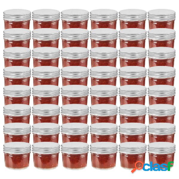 vidaXL Tarros de mermelada de vidrio tapa plateada 48 uds