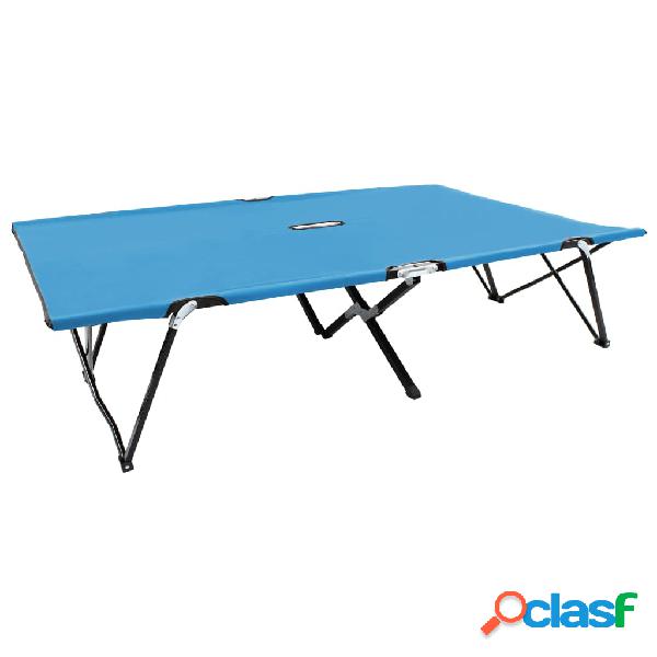 vidaXL Tumbona plegable para 2 personas acero azul