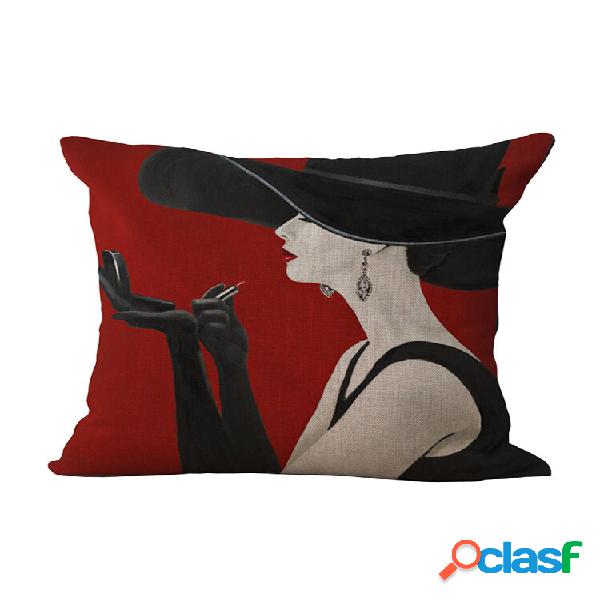 1 pieza funda de almohada de algodón cuadrada decorativa de