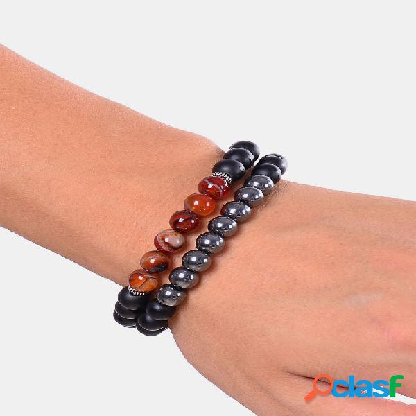 1/2 Uds vendimia Classic pulsera de combinación de piedra